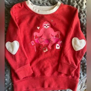 Cat and Jack Valentine’s Day Sloth Toddler Sweatshirt with Heart Elbows ❤️